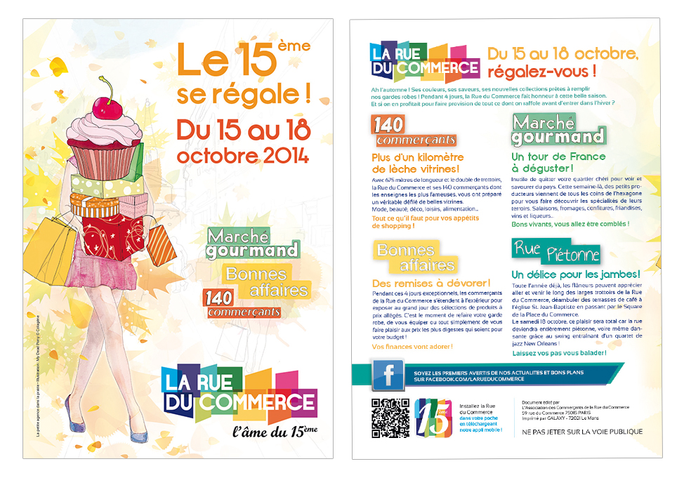 Flyer publicité Rue du Commerce Paris - Flyer recto verso Octobre 2014
